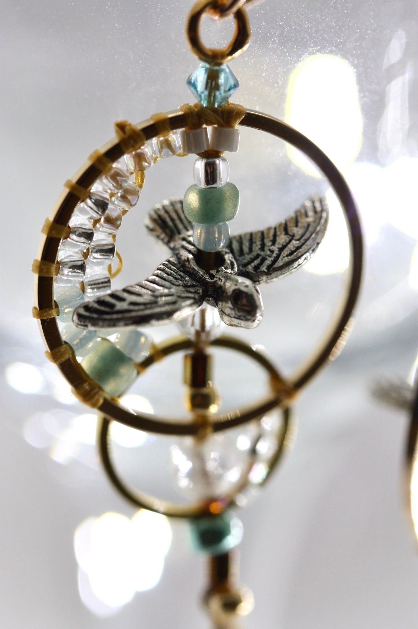 Uniquely modern art "flying seagulls" handmade beaded hoop earrings - part of my original "Shapes" series