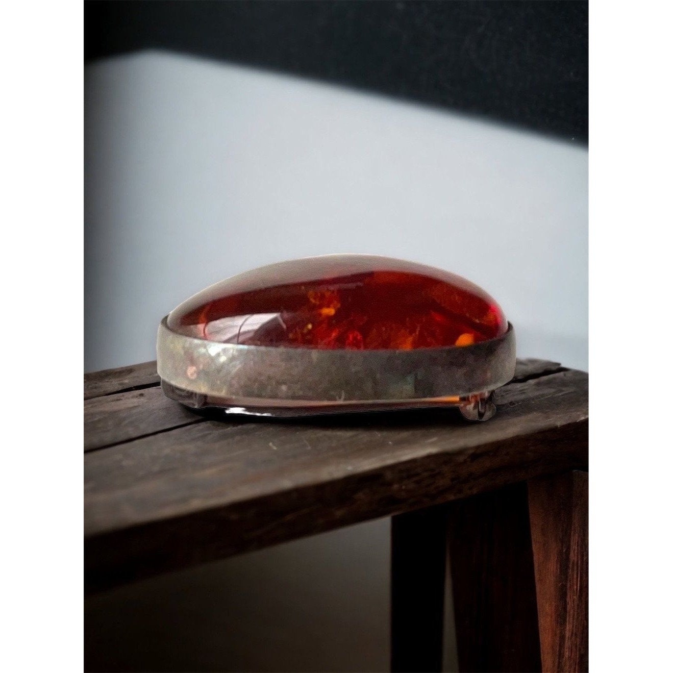 Stunning vintage amber pin in sterling silver