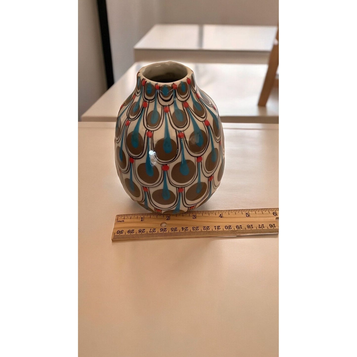 Stunning handcrafted Guatemalan vase - ceramic vintage brushstroke vase