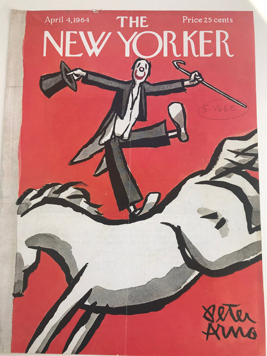 The NEW YORKER Magazine cover - April 4, 1964 - rare original cover - Clown by Peter Arno