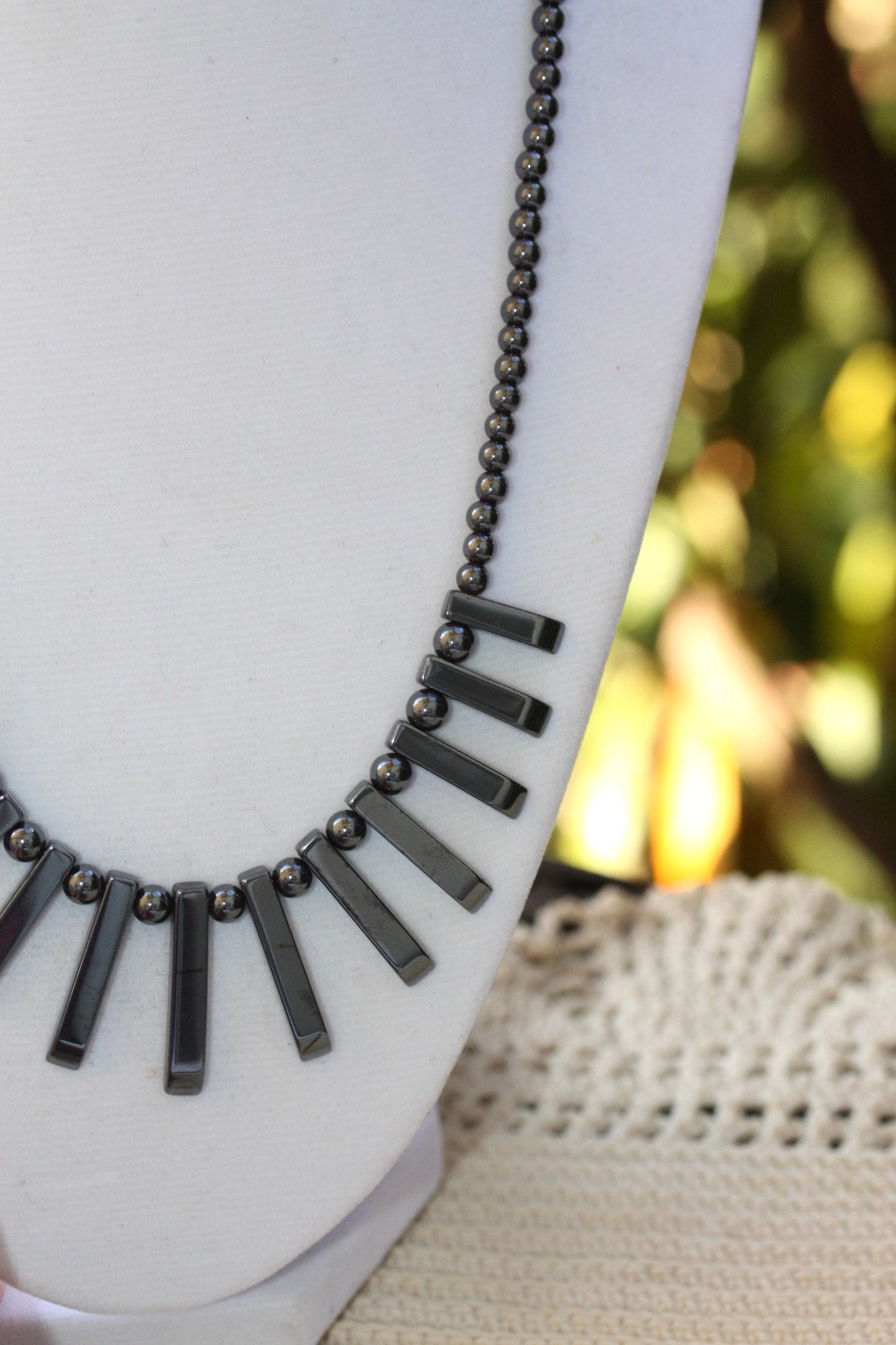 Stunning black vintage hematite necklace
