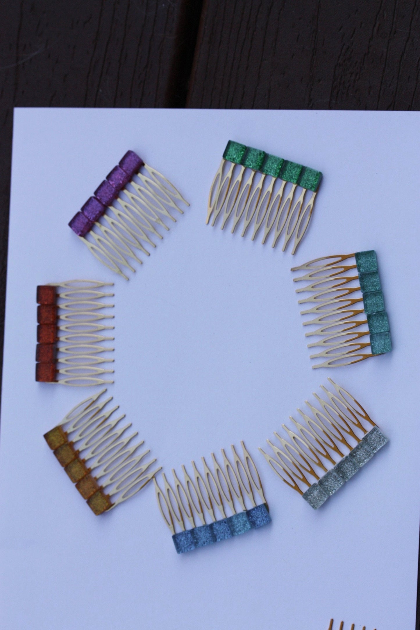 Stunning glittered glass hair comb