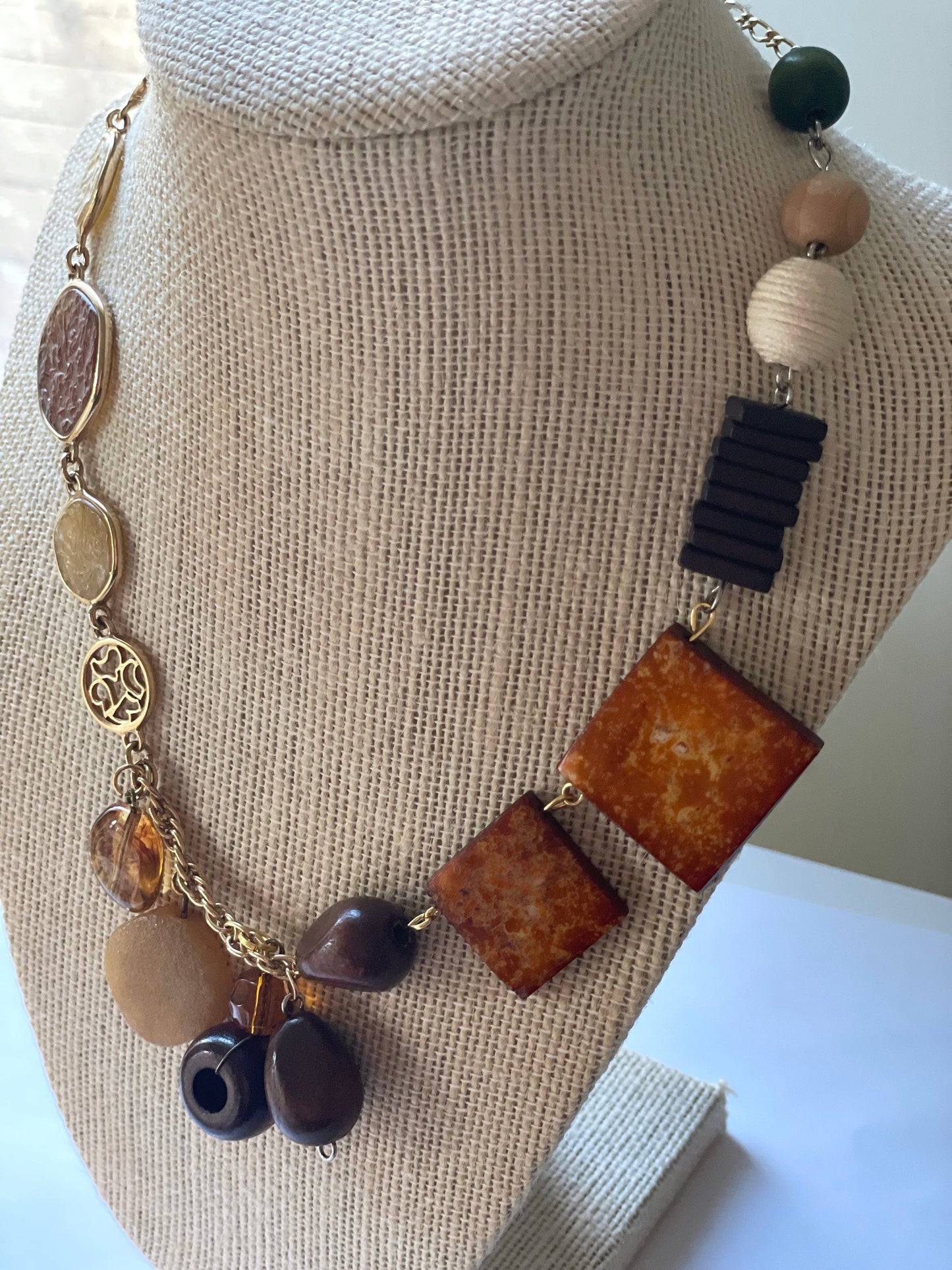 Unique, one-of-a-kind artisan mixed material necklace