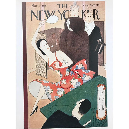 March 1, 1930 - Vintage book page print of a NEW YORKER Magazine cover - Playing Ping Pong - by Rea Irvin