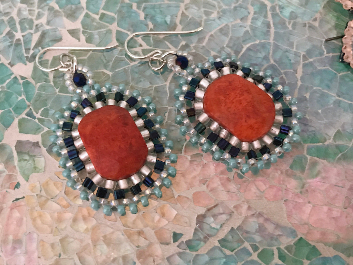 Handmade crystal and beadwork earrings