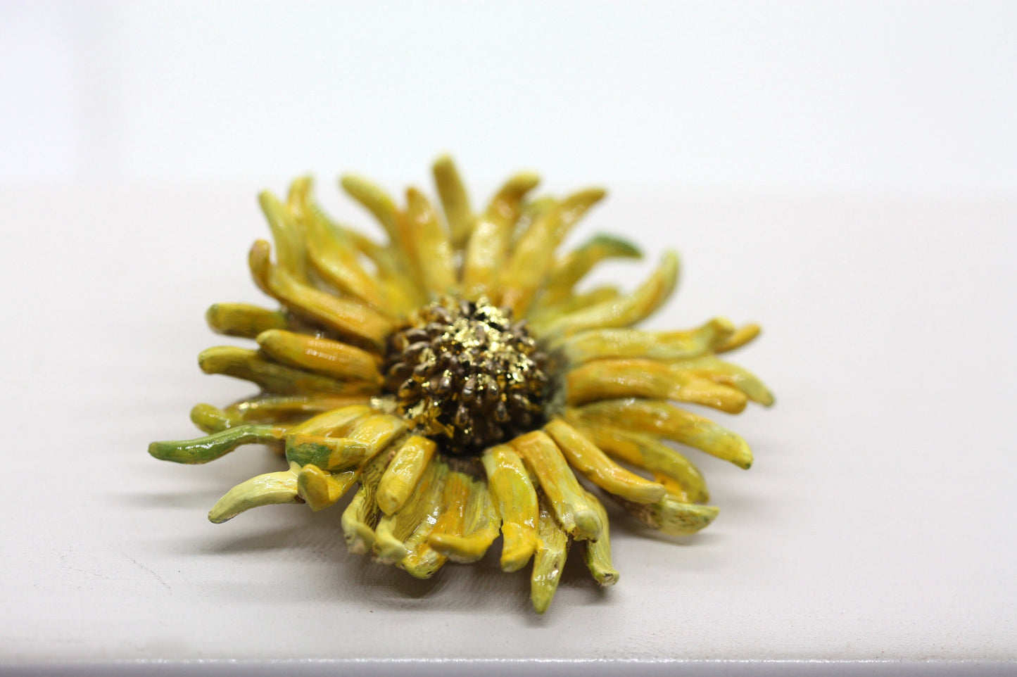 Revised, Modernized, Upcycled - hand painted vintage sunflower pin