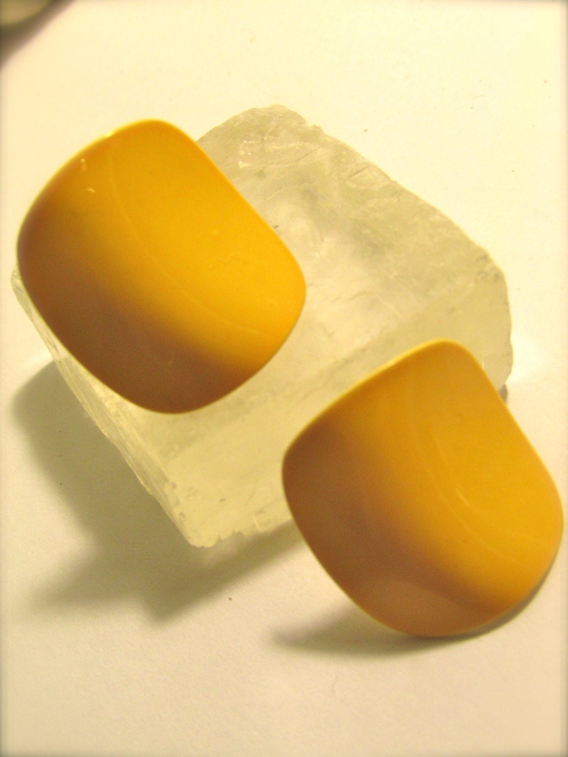 Fun sunshin-ey, happy curved yellow vintage enamel earrings