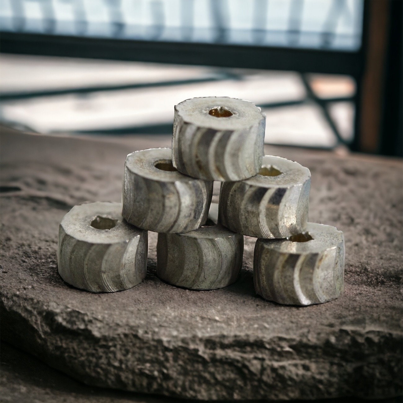 Vintage etched metal spacer beads - Approx. 5 mm