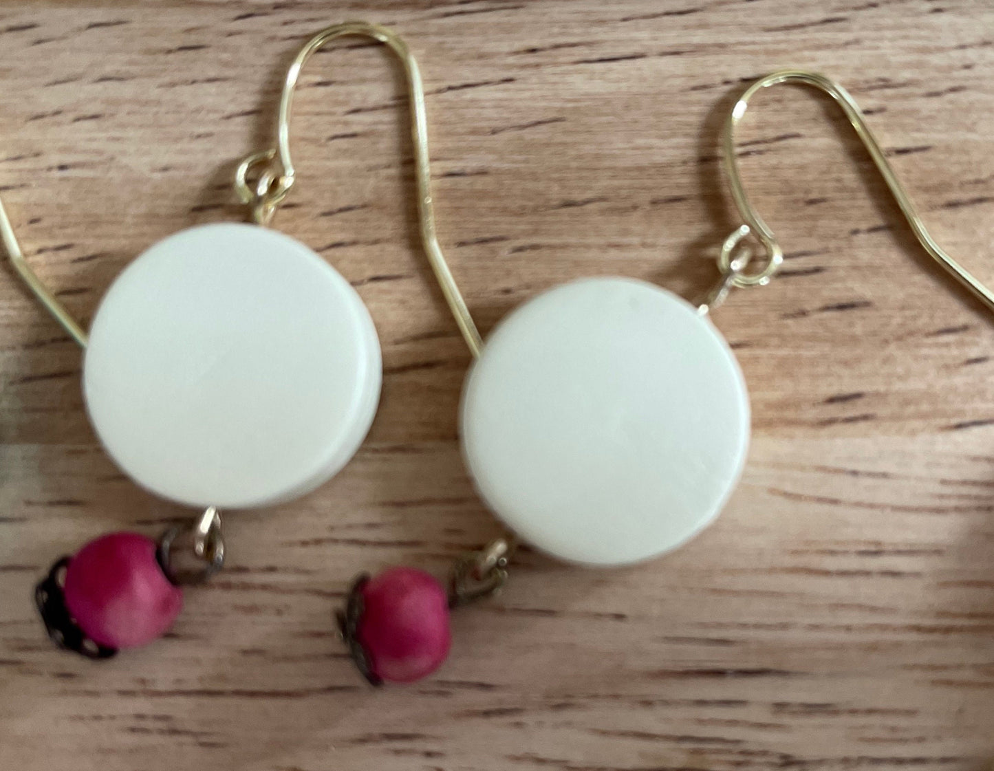 Colorful round wooden fun dangle earrings - your choice of color combos
