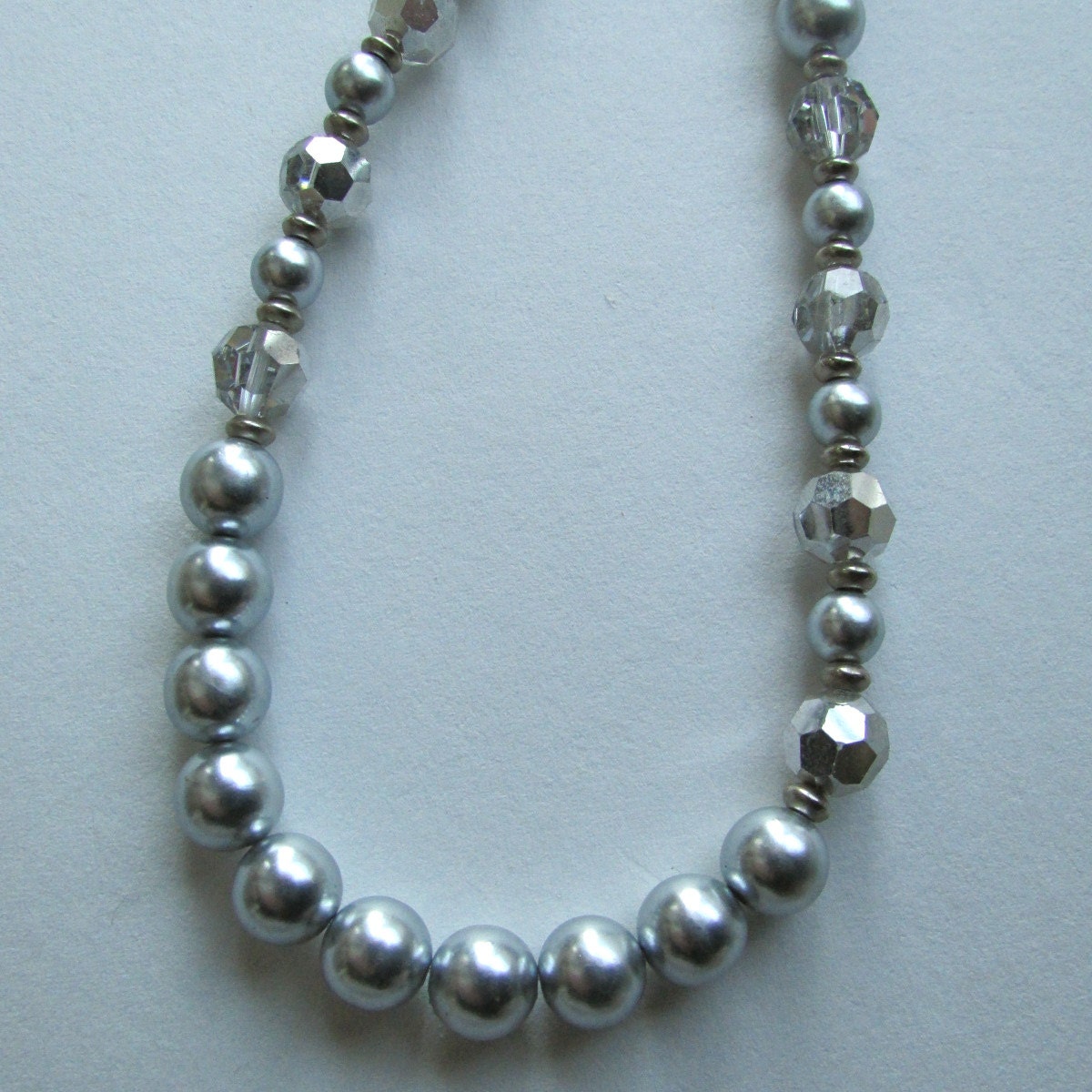 Silver pearl and crystal stunning vintage necklace