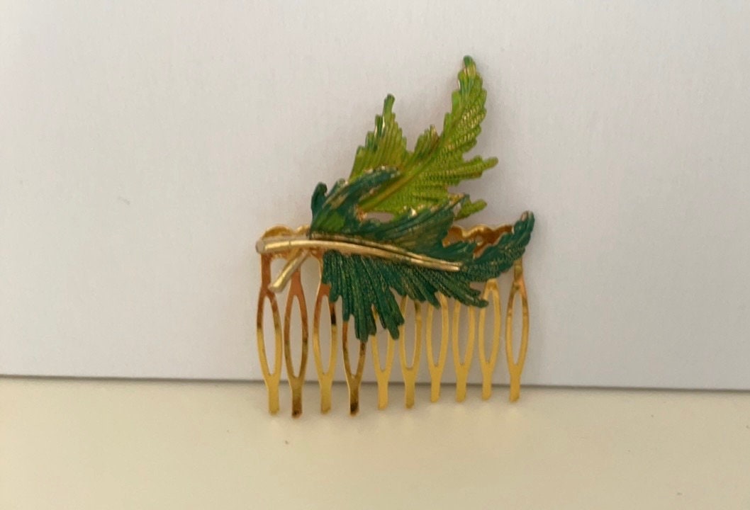 Unique handpainted fall leaves hair comb
