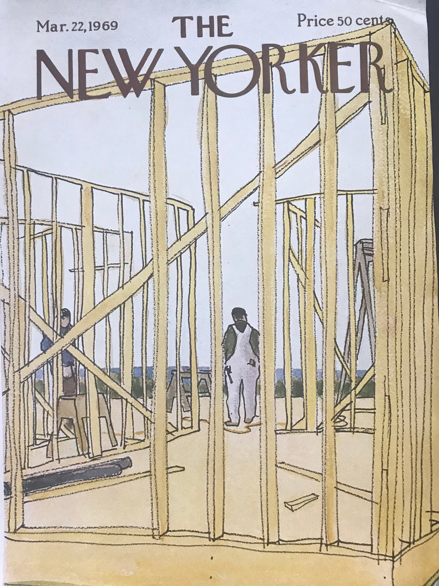 March 22, 1969 - The NEW YORKER Magazine original cover - builders, construction