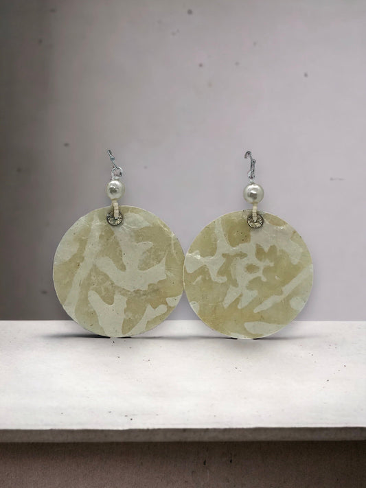 Unique handmade earrings - made of mixed materials - specialty Asian paper, pearls, metal