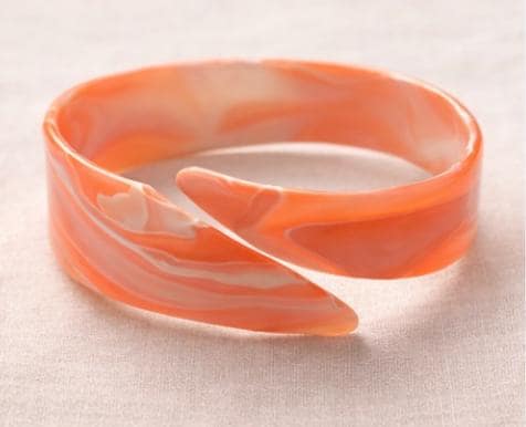Vintage Marbled Lucite Cuff Bracelet – Twisted Coral Resin Bangle