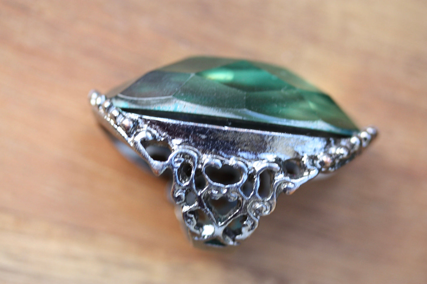 Large green crystal vintage statement ring