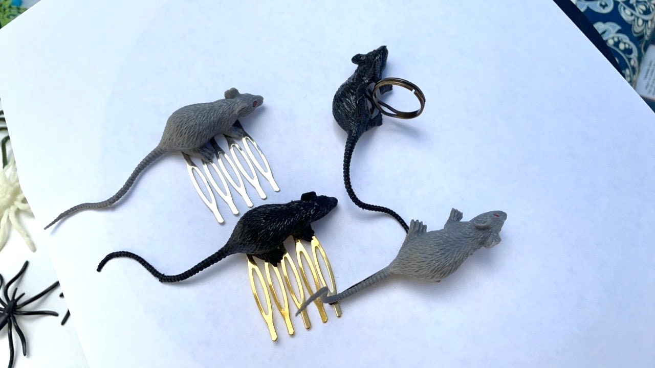 Fun Halloween rat jewelry your choice of hair pins, combs or ring - scary, spooky fun Halloween jewelry, costume, accessories -mouse, mice