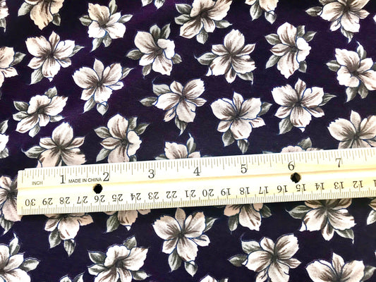 Vintage fabric - flowers - silky finish - 4+ yards