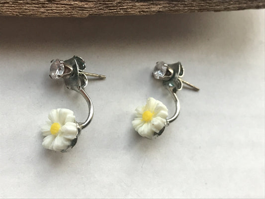 Tiny little flower drop vintage stud earrings