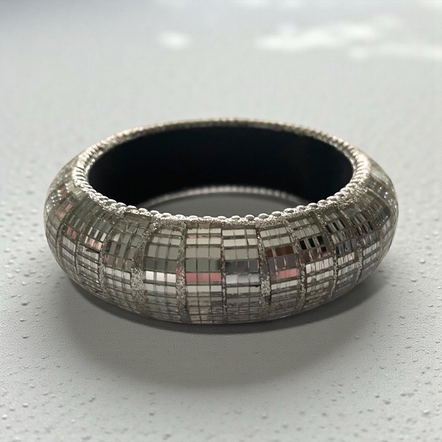 Unique Silver Mirror Square Bangle - Reflective Disco Ball Style Bracelet - Trendy Geometric Jewelry for Women - Statement Fashion Accessory