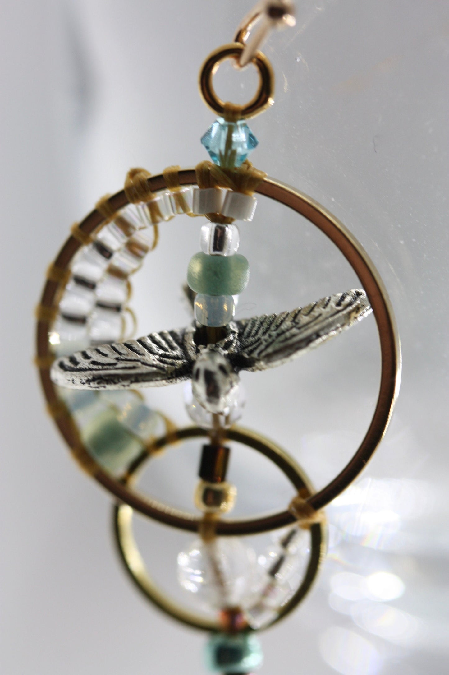 Uniquely modern art "flying seagulls" handmade beaded hoop earrings - part of my original "Shapes" series