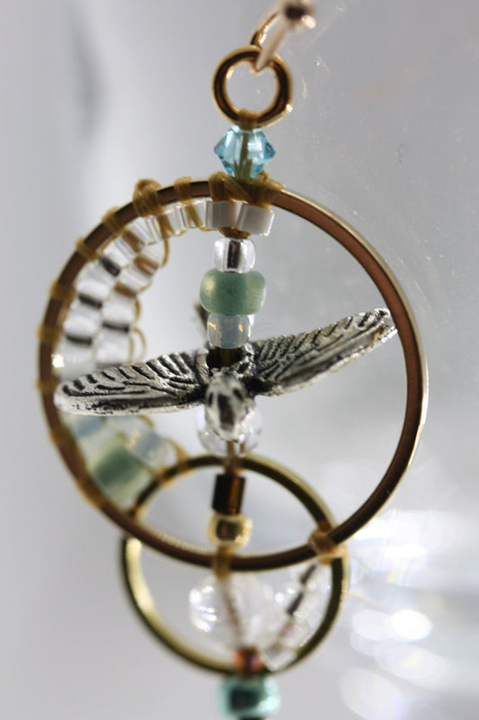 Uniquely modern art "flying seagulls" handmade beaded hoop earrings - part of my original "Shapes" series