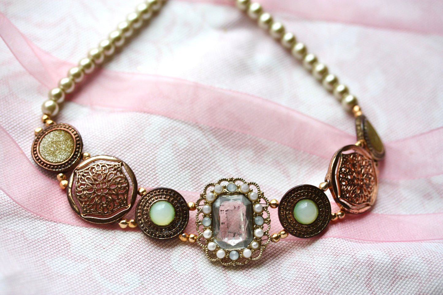 Mixed medium necklace - made with vintage and new elements