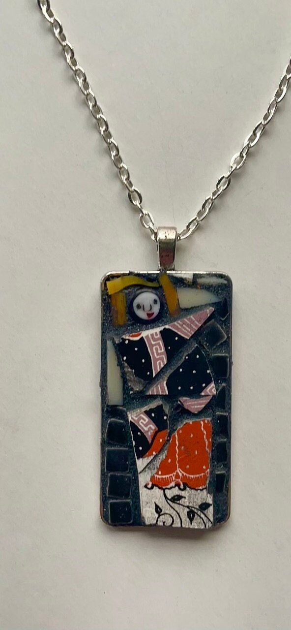 One-of-a-kind micro mosaic necklace, necklace pendant or pin (your choice)