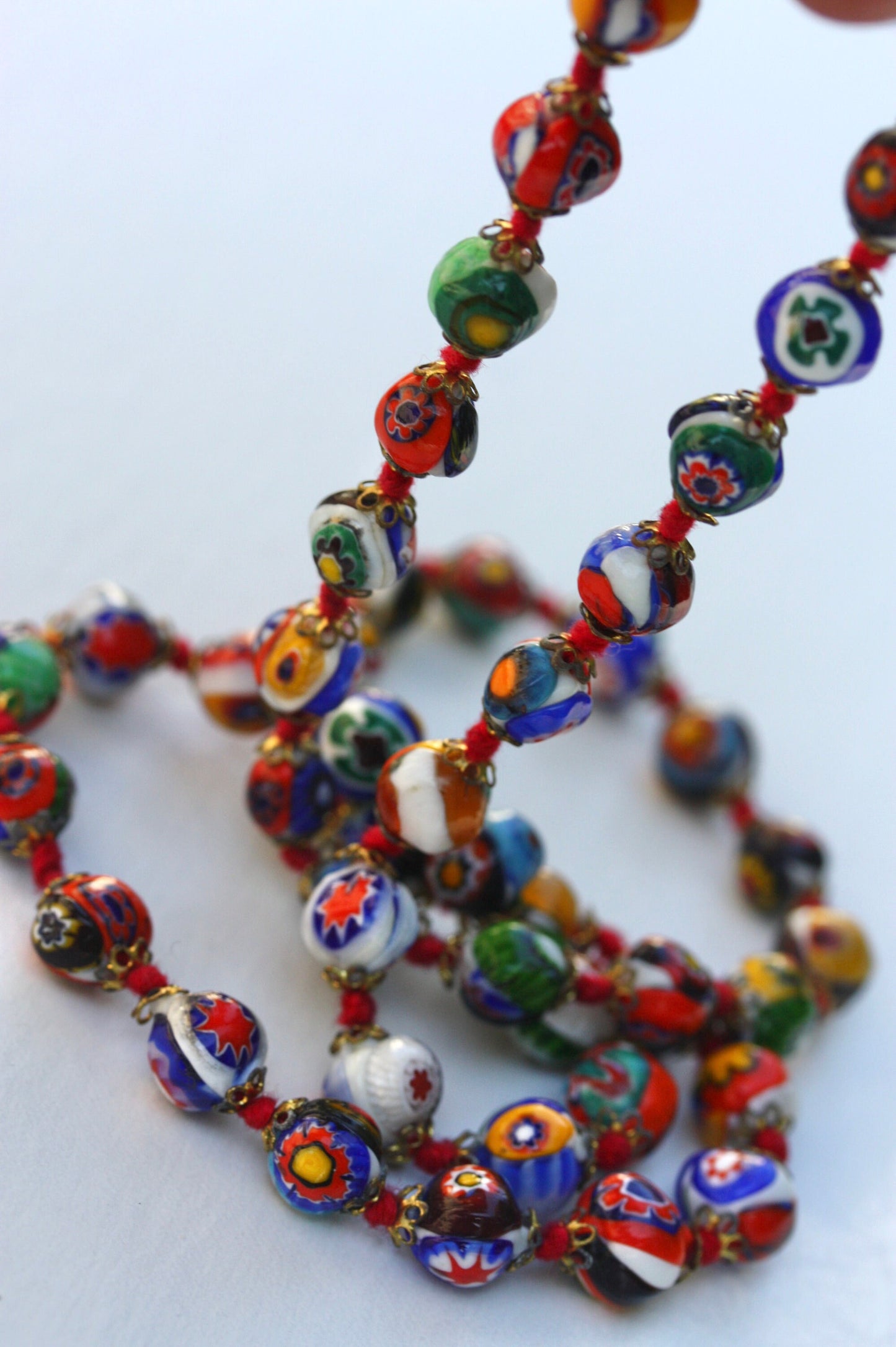 Stunning vintage glass  Venetian Murano Millefiori Artbeads Millefiori beads vintage necklace