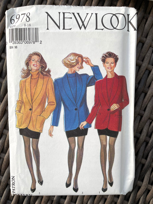 UNCUT Sewing Pattern from the 1990's - New Look 6978 - Misses' Jacket and Skirt - Sizes 8-18