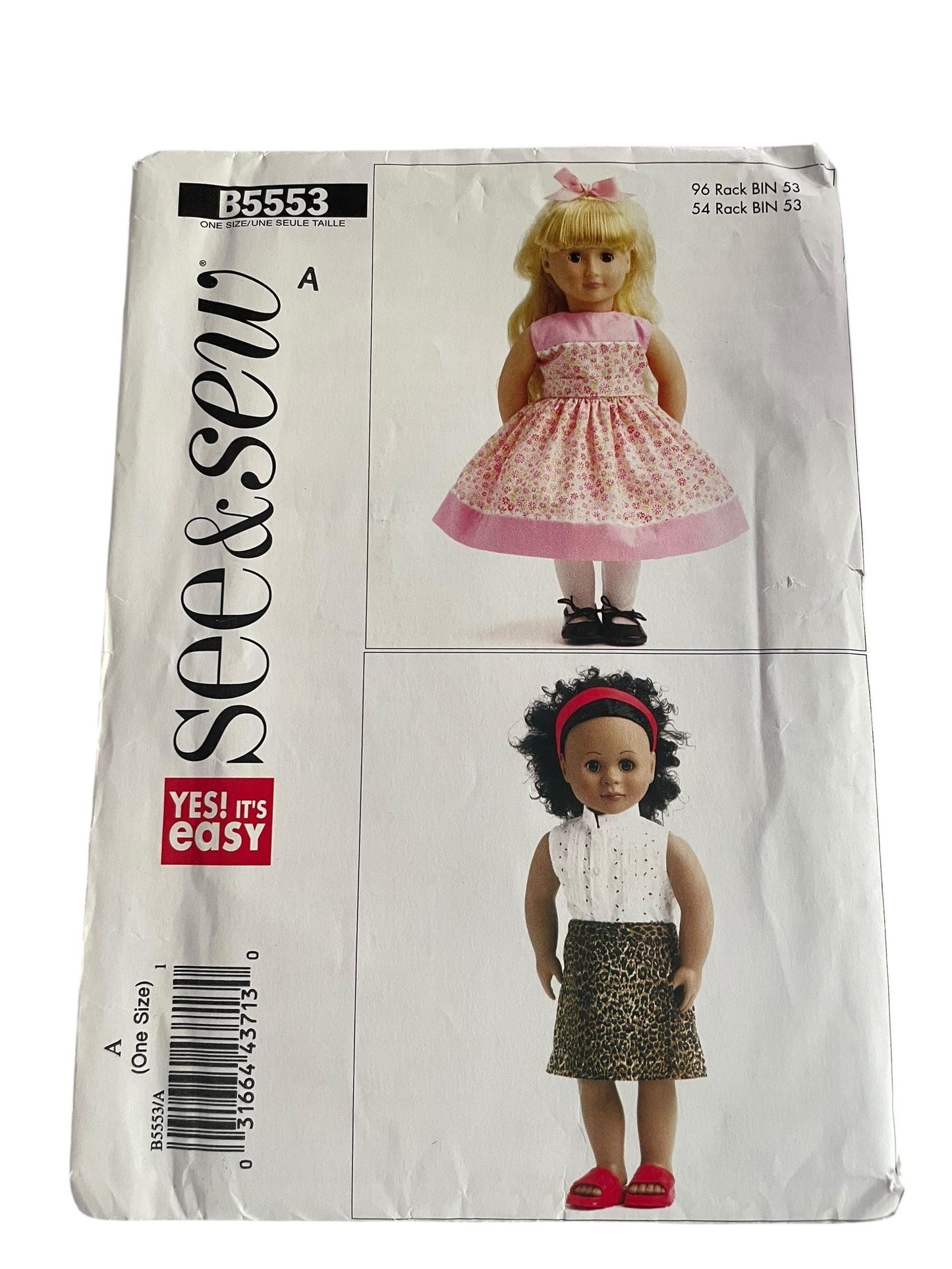 Butterick See and Sew B5553 Party Dress, Skirt & Top for 18" Dolls - doll clothing - please read description