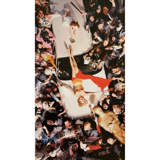 Faye Dunaway surrounded by a mob in Hollywood 1996 - 11" x 6" print from a vintage book