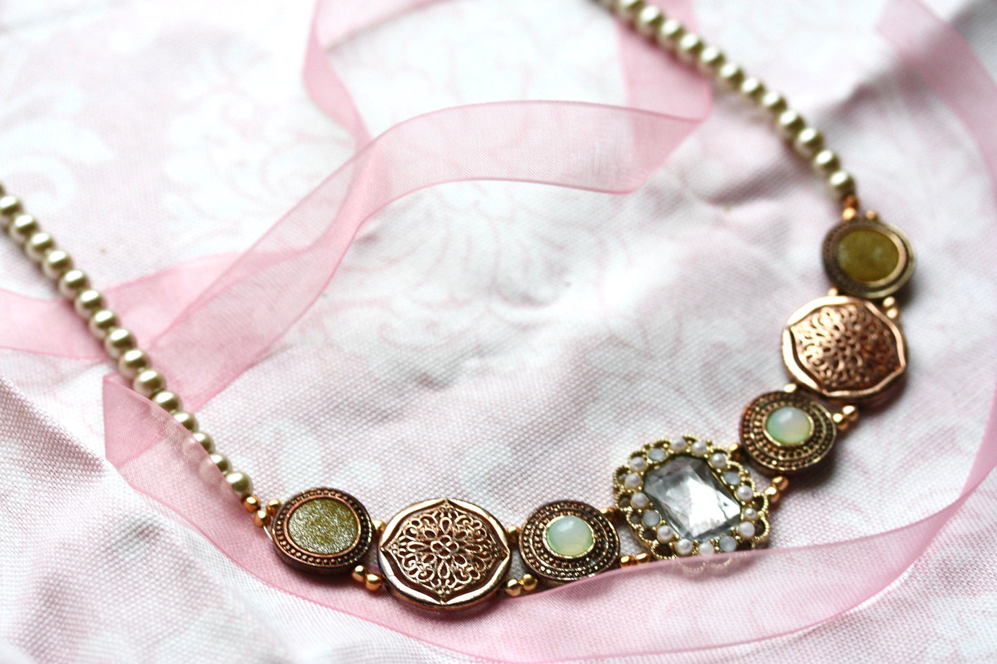 Mixed medium necklace - made with vintage and new elements