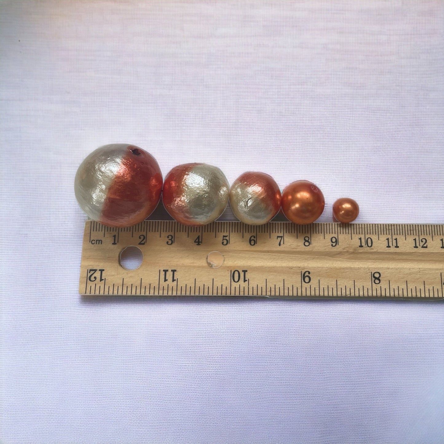 Unique orange and silver ombre round beads - various sizes