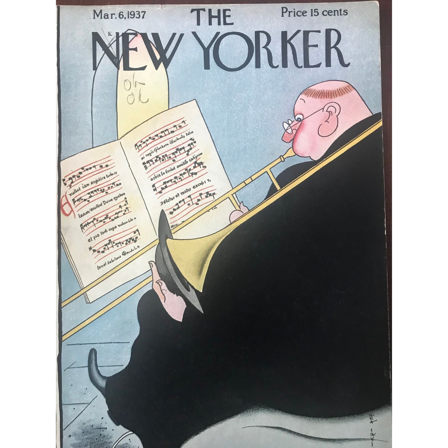 Very Rare - March 6, 1937 - The NEW YORKER Magazine original cover by Rea Irvin - musician - please read description