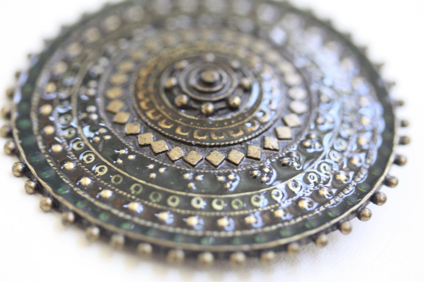 Multi textured unique round enamel pin 2"