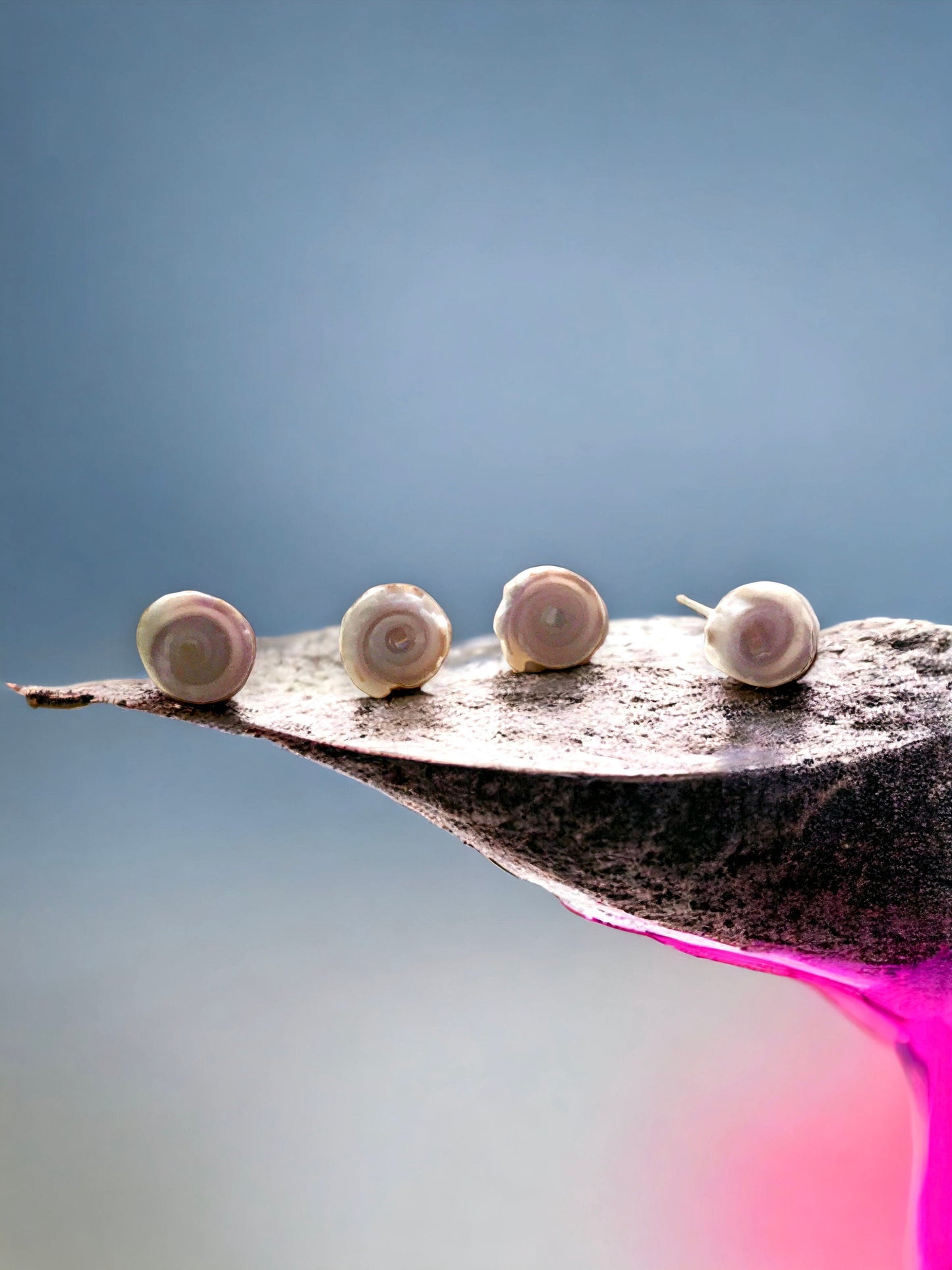 Tiny round shell stud earrings
