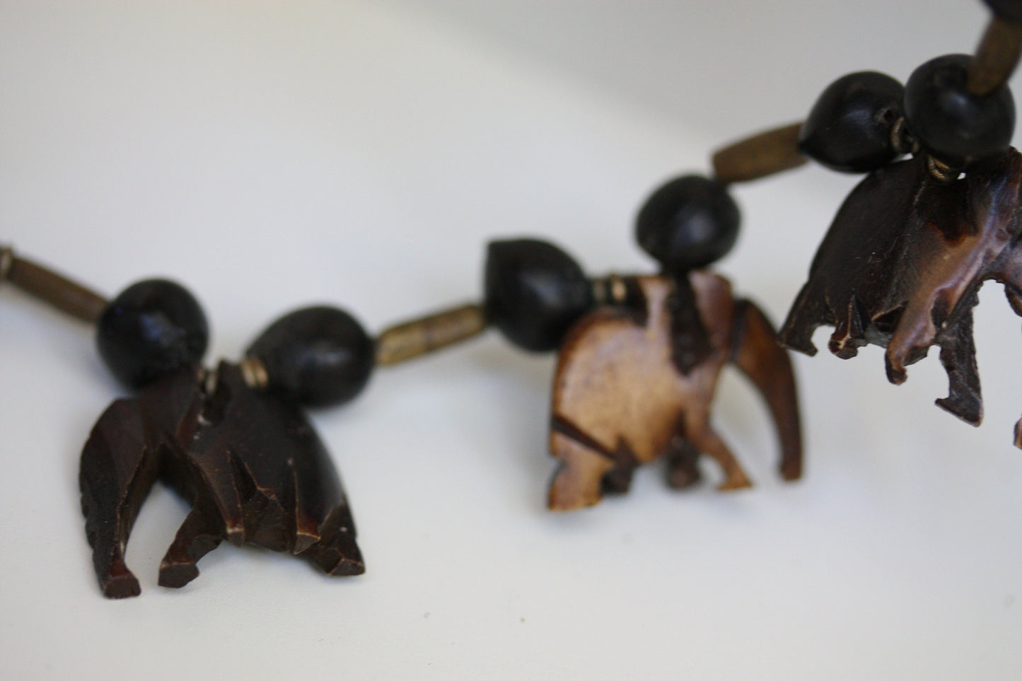 Unique carved elephant vintage necklace