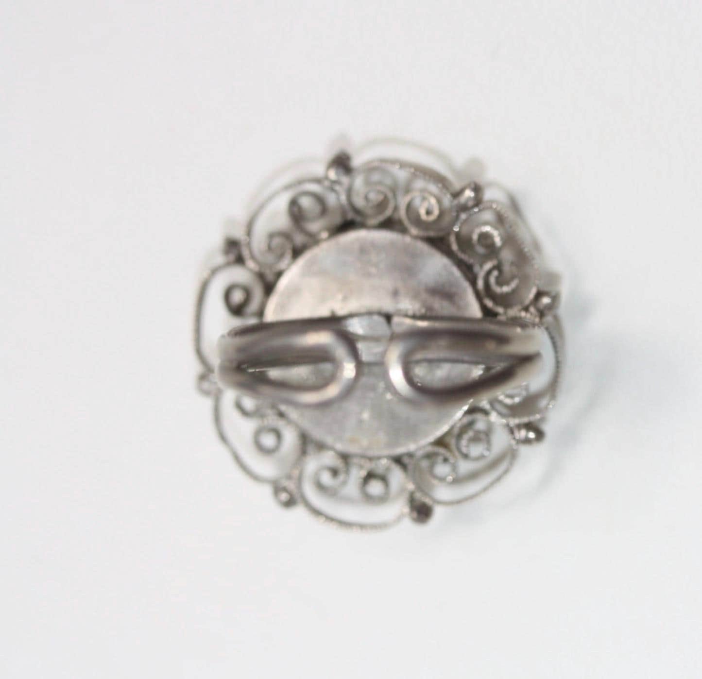Stunning vintage mosaic flower ring - adjustable