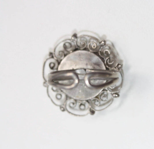 Stunning vintage mosaic flower ring - adjustable