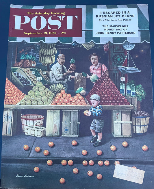 Saturday Evening Post - Original Cover - September 19, 1953 - child at fruit stand