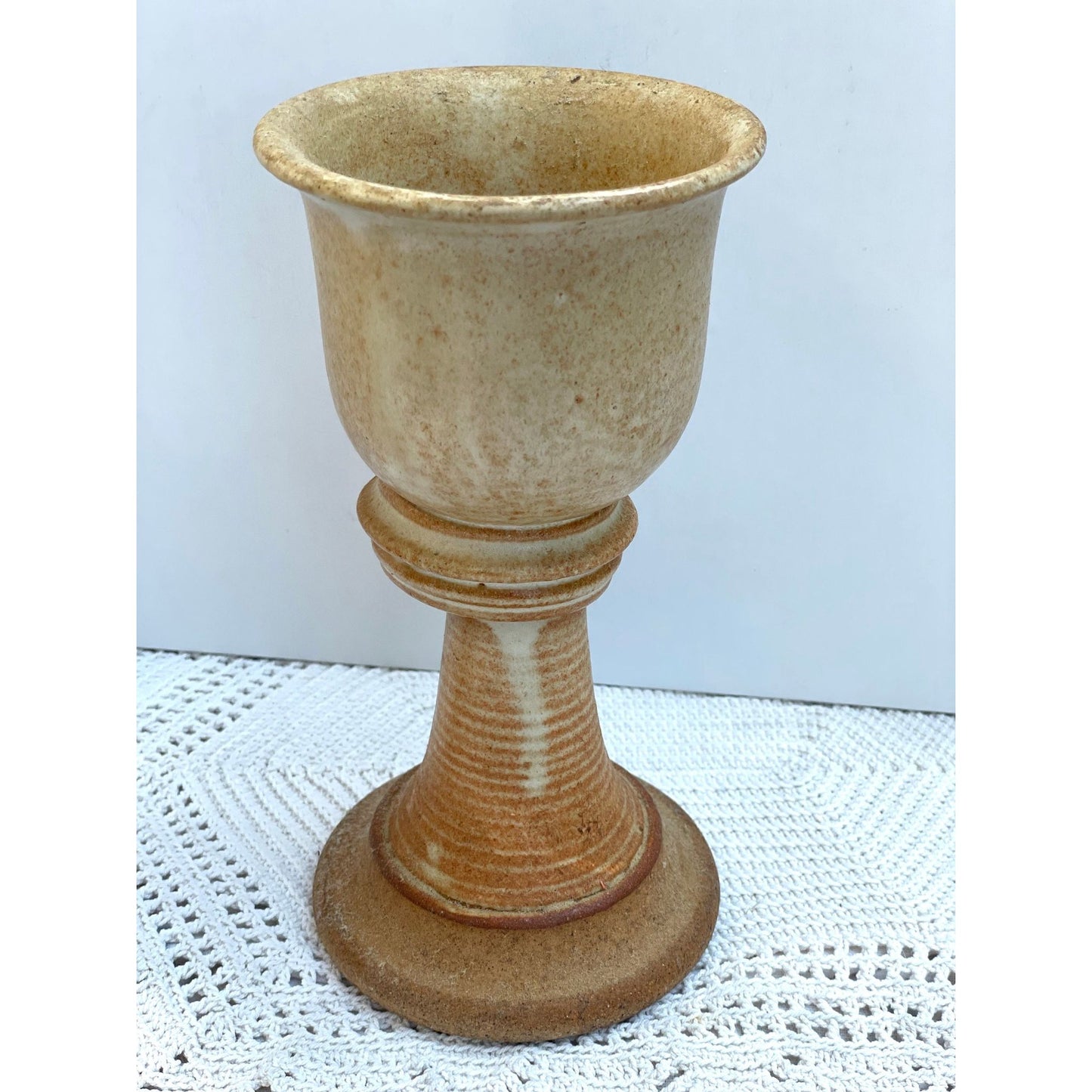 Pair of stunning vintage artisan pottery goblets