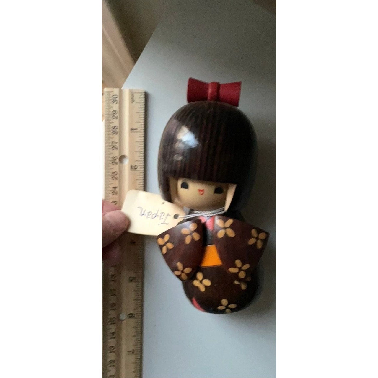 Vintage handmade signed wooden Japanese Kokeshi doll