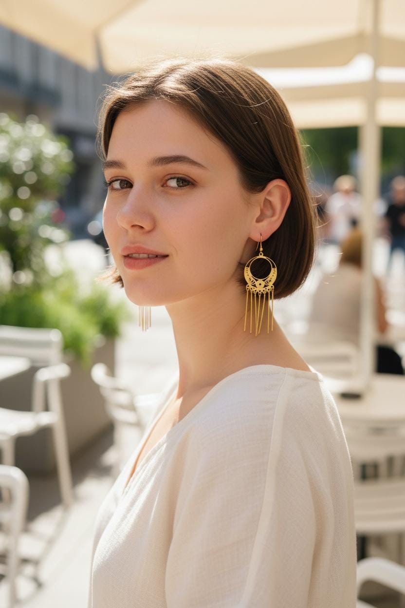 Vintage Gold Tone Fringe Dangle Earrings Boho Statement Earrings Retro Festival Jewelry