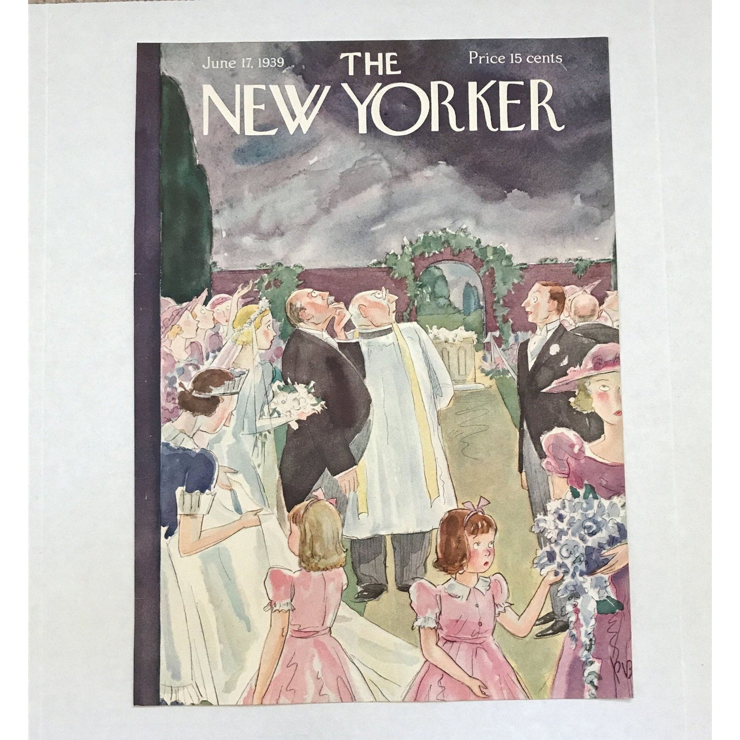 The NEW YORKER Magazine very rare original cover - June 17, 1939 - Perry Barlow - wedding