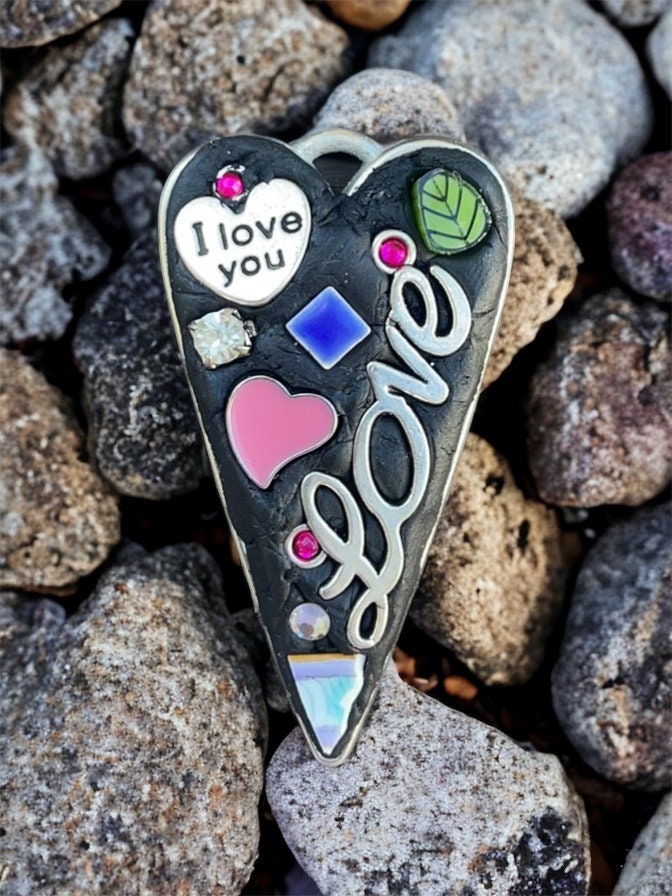 My handmade mosaic heart necklace pendant - Love