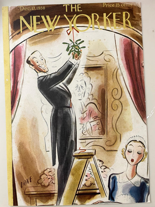 The NEW YORKER Magazine RARE original cover - December 17, 1938 - Christmas, mistletoe