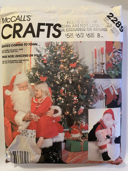 Vintage McCall’s 2289 Sewing Pattern | Christmas Holiday Crafts & Decor, Retro 1970s DIY Pattern, Santa costume and more - Cut - please read
