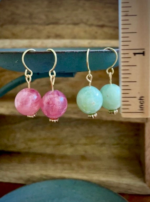 Your choice of pastel colored ball drop dangle earrings
