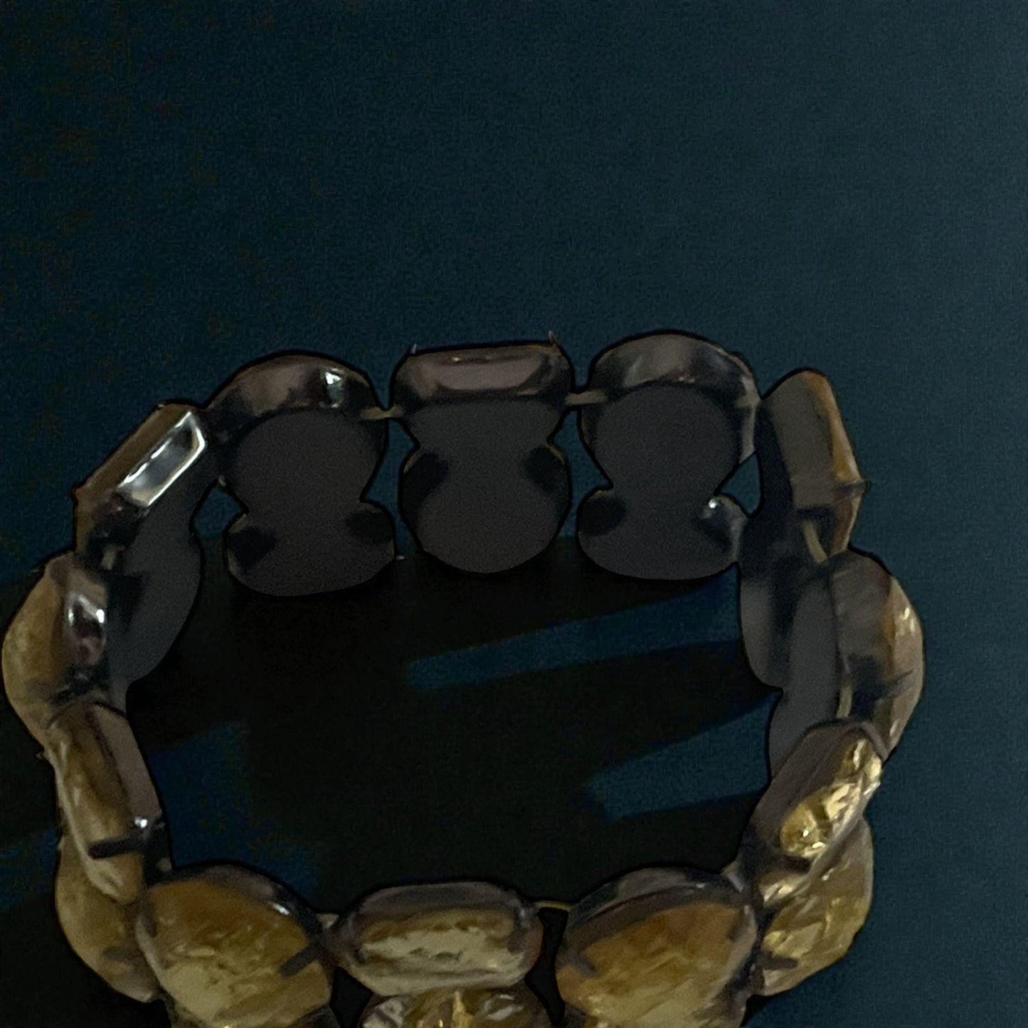 Vintage Gold Foil Faux Glass Stone Bracelet | Chunky Retro Statement Jewelry