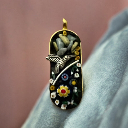 My handmade mosaic necklace - mixed material pendant with semi precious stones, millefiori glass and metal - comes on a matching chain